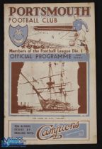 1938/39 Portsmouth v Grimsby Town Div. 1 match programme 19 April 1939 at Fratton Park; score on