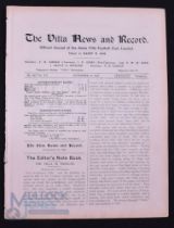 1921/1922 Aston Villa v Manchester Utd Div. 1 match programme 19 November 1921 at Villa Park; ex.