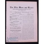 1921/1922 Aston Villa v Manchester Utd Div. 1 match programme 19 November 1921 at Villa Park; ex.