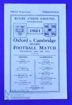 Scarce 1921 Varsity Match Rugby Programme: First Varsity Match to be held at Twickenham, Oxford win.