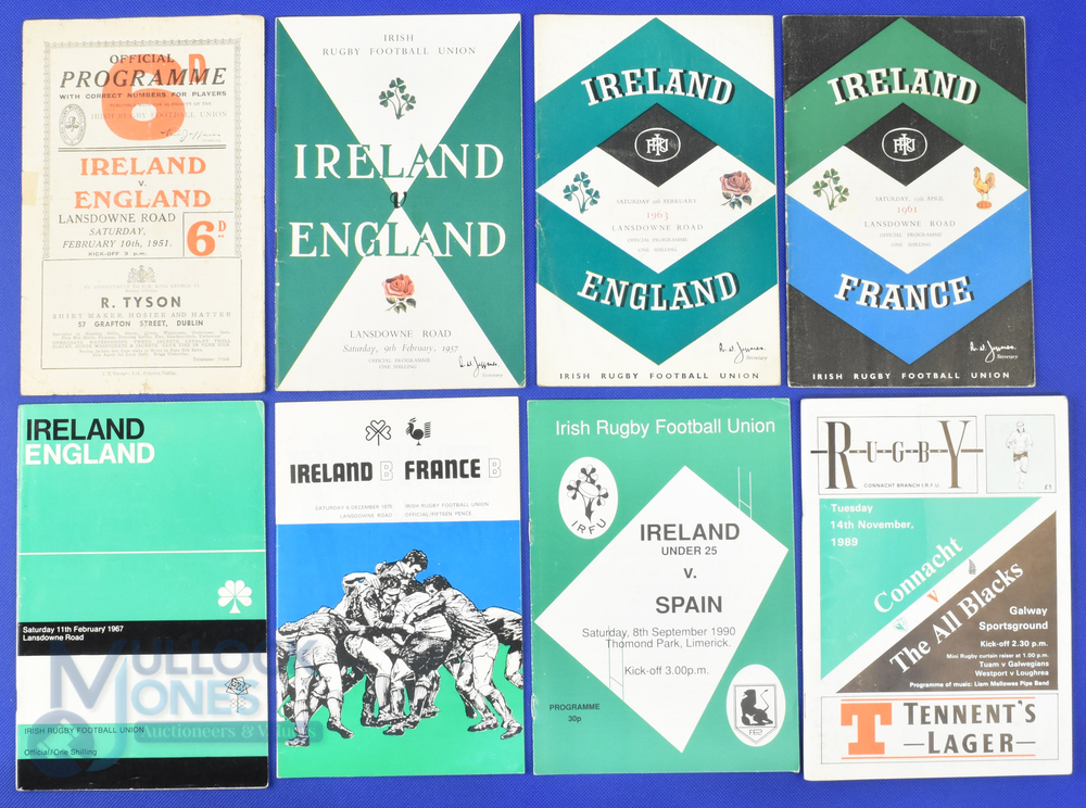 Ireland Home and Away Rugby Programmes (5): v England 1951 poor, 57, 63 and 67; v France 61;