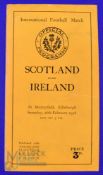 Scarce 1938 Scotland v Ireland Rugby Programme: 23-14 win, Championship and Triple Crown for the