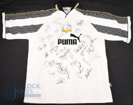 1996/97 Derby County Multi-Signed home football shirt in white, Puma, size XXL, short sleeve, 30+