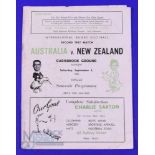 1955 NZ v Australia Rugby Programme: 2nd Test at Dunedin, 03/09/55, worn and taped but entire and
