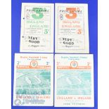 1937-1949 Ireland and England H and A Rugby Programmes (4): Issues from 1937, 1939, 1947 and 1949.