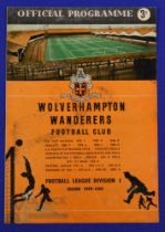 1959 Charity Shield Wolverhampton Wanderers v Nottingham Forest match programme 15 August 1959 at