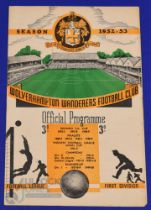 1952/53 Wolverhampton Wanderers v Manchester Utd Div. 1 match programme 4 October 1952, score 6-2 to