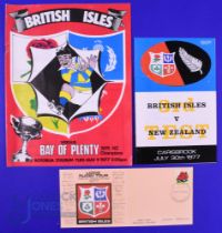 1977 British and I Lions Rugby Items (3): Programmes from clashes with NZ (3rd test) and Bay of