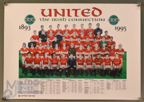 1893-1995 Manchester United 'The Irish Connection' Colour Football Print features players throughout