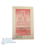 1954/55 Lincoln City v Manchester Utd friendly match programme 12 March 1955 at Sincil Bank