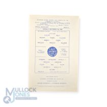 1960 Blackburn Rovers v Wrexham Football League Cup Single Sheet Programmes, a scarce survivor of