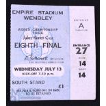 1966 World Cup 1/8 final Match Ticket France v Mexico at Wembley 13 July 1966; fair/good. (1)