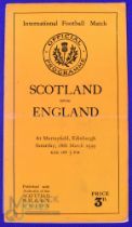 Scarce 1939 Scotland v England Rugby Programme: Last England Murrayfield clash pre-WW2. Standard