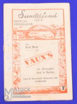 1948/49 Sunderland v Manchester Utd Div. 1 match programme 2nd October 1948; writing to cover,