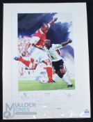Ian Wright, England and Arsenal Autographed Limited Edition Artist Proof Colour Print 38/50AP, by