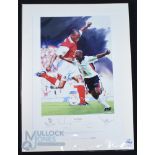 Ian Wright, England and Arsenal Autographed Limited Edition Artist Proof Colour Print 38/50AP, by