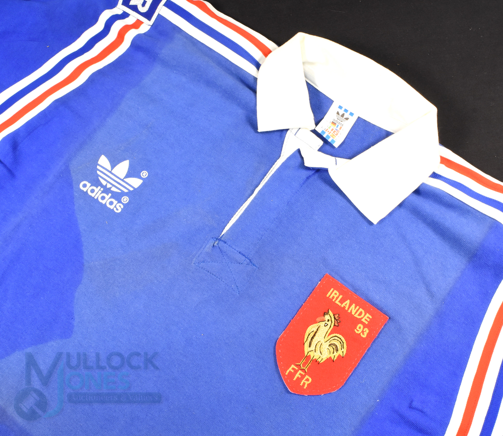 1993 France Franck Mesnel Blue Rugby Jersey: Attractive jersey from a very attractive on field - Image 4 of 4