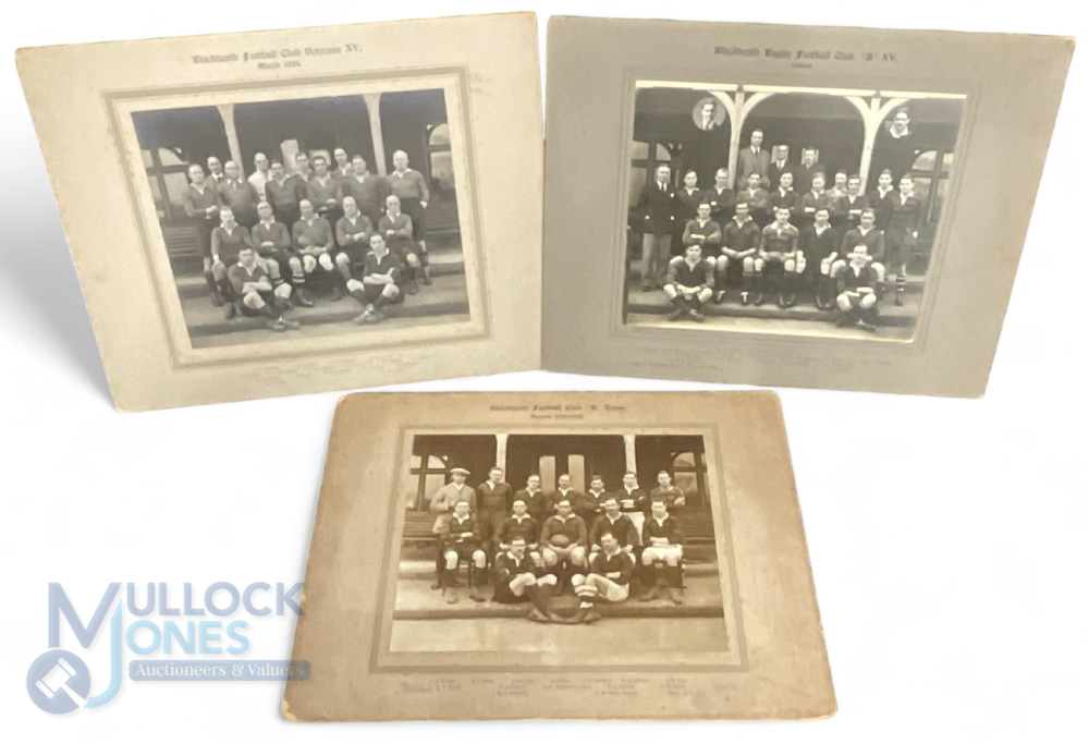 Three Blackheath Football Club sepia-toned black and white team line-ups the first from 1919-20, - Image 2 of 2