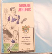 Collection of Oldham Athletic home programmes complete league season (Div. 3), plus Rochdale (Rose