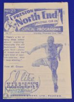 1947/48 Preston NE v Wolverhampton Wanderers Div. 1 programme 22 November 1947; good. (1)