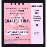 1966 World Cup quarter final Match Ticket Portugal v North Korea 23 July 1966 at Everton; famous 5-3