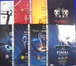 Collection of Champions League final match programmes to include 2009 Barcelona (Guardiola 1st
