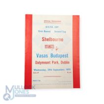 1971/72 UEFA Cup Shelbourne v Vasas Budapest at Dalymount Park match programme 29 September 1971;