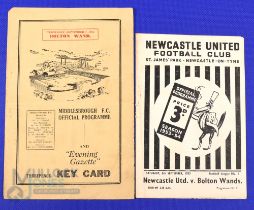1953/54 Bolton Wanderers away match programmes v Newcastle Utd (5 September 1953), Middlesbrough (