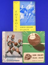 1956 England international team European tour away match programmes v Sweden (16 May), Finland (20