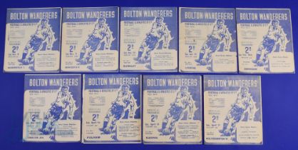 1949/50 Bolton Wanderers home match programmes v Huddersfield Town, Newcastle Utd, Burnley,