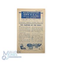 1945/46 Football League (north) Manchester City v Manchester Utd programme 13 April 1946; slight