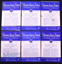 1952/53 Selection of Shrewsbury Town home match programmes v Newport County, Bristol City,