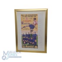 1968 World Club Championship Lithograph multi hand signed by the Manchester United Team. 15