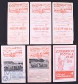Shrewsbury Town away match programmes v Southampton 1953/54 1954/55, 1955/56 (small tear), 1956/