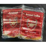 Arsenal Ladies Football Team Autographed Silk Pennants. Quadruple Winners and 20th Anniversary