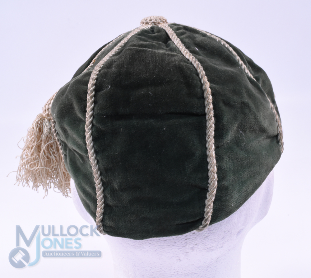 1929-30 Wolverhampton Amateurs (maybe Rugby or Soccer) Velvet Honours Cap: Mid-green 8-panelled - Image 3 of 3