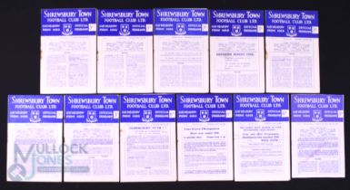 1956/57 Selection of Shrewsbury Town home match programmes v Gillingham, Bournemouth, Reading,