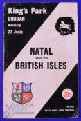 Scarce 1962 British and I Lions Rugby Programme: 36pp, v Natal at Durban, signed by Natal's Ripley-