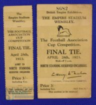 1923 FA Cup Final Bolton Wanderers v West Ham Utd Match Ticket 28 April 1923 + counterfoil ('portion