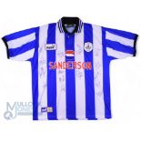 1996/97 Sheffield Wednesday Multi-Signed home football shirt in blue and white, Puma/Sanderson, size