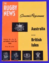 1966 British and I Lions 1st Test v Australia Rugby Programme: Sought-after issue from the Sydney