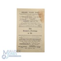 1944/45 Huddersfield Town v Halifax Town War League North match programme Xmas Day 1944, 4 page, has