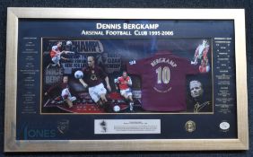 1995-2000 Dennis Bergkamp Arsenal Football Club signed print with miniature Arsenal shirt, from