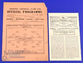 1945/46 Arsenal v Wolverhampton Wanderers war time football league (south) match programme 29