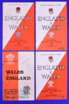 1956-1970 England and Wales Signed Rugby Programmes (4): All with some wear but generally G and with
