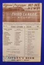 1949/50 Third Lanark v Celtic Div. 'A' match programme 11 March 1950 at Cathkin Park; tiny date to