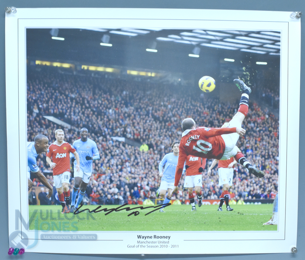 Wayne Rooney Manchester United Signed Football Print in colour - depicting the Goal of the Season