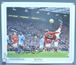 Wayne Rooney Manchester United Signed Football Print in colour - depicting the Goal of the Season