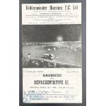 1951-52 Kidderminster Harriers v Representative XI 31st March 1952 football programme, floodlight