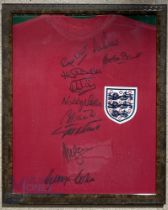 Replica 1966 England Shirt autographed by 10 players - Gordon Banks, George Cohen, Ray Wilson, Nobby